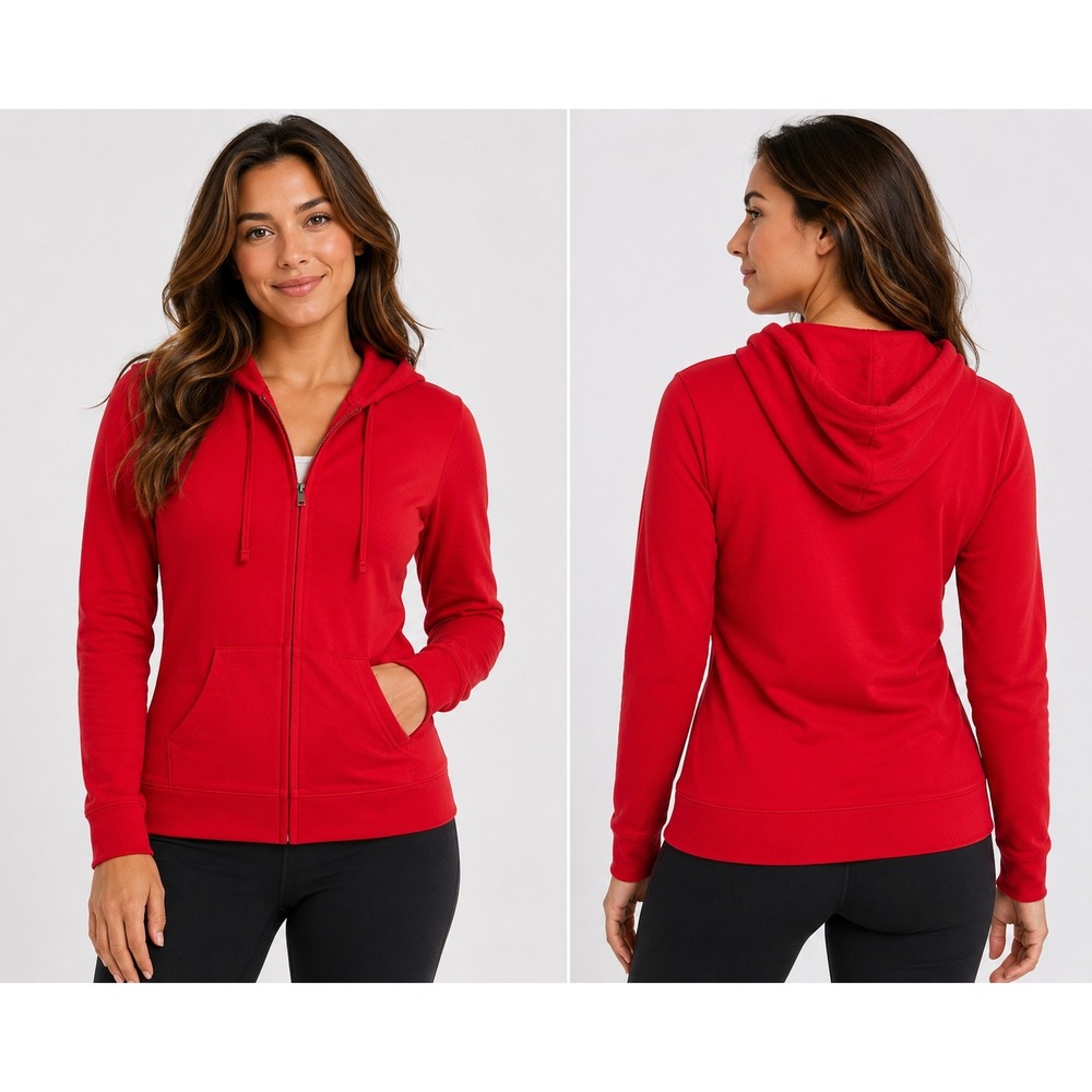 Active USA Womens Red Full Zip Hoodie Sweatshirt J1482 Cotton Blend Size‎ Medium